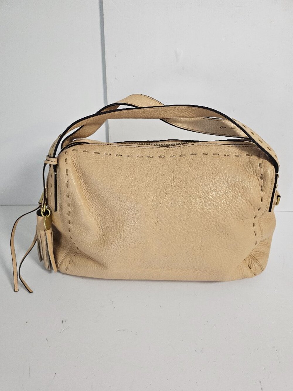 Cole Haan Handbag Tan Leather Casual Tassel Satchel
